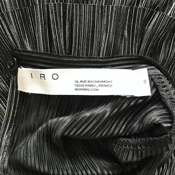 NWT IRO Paris Cuzco Tiered Metallic Plissé-Satin Mini Dress in Black/ Si… - Picture 7 of 11